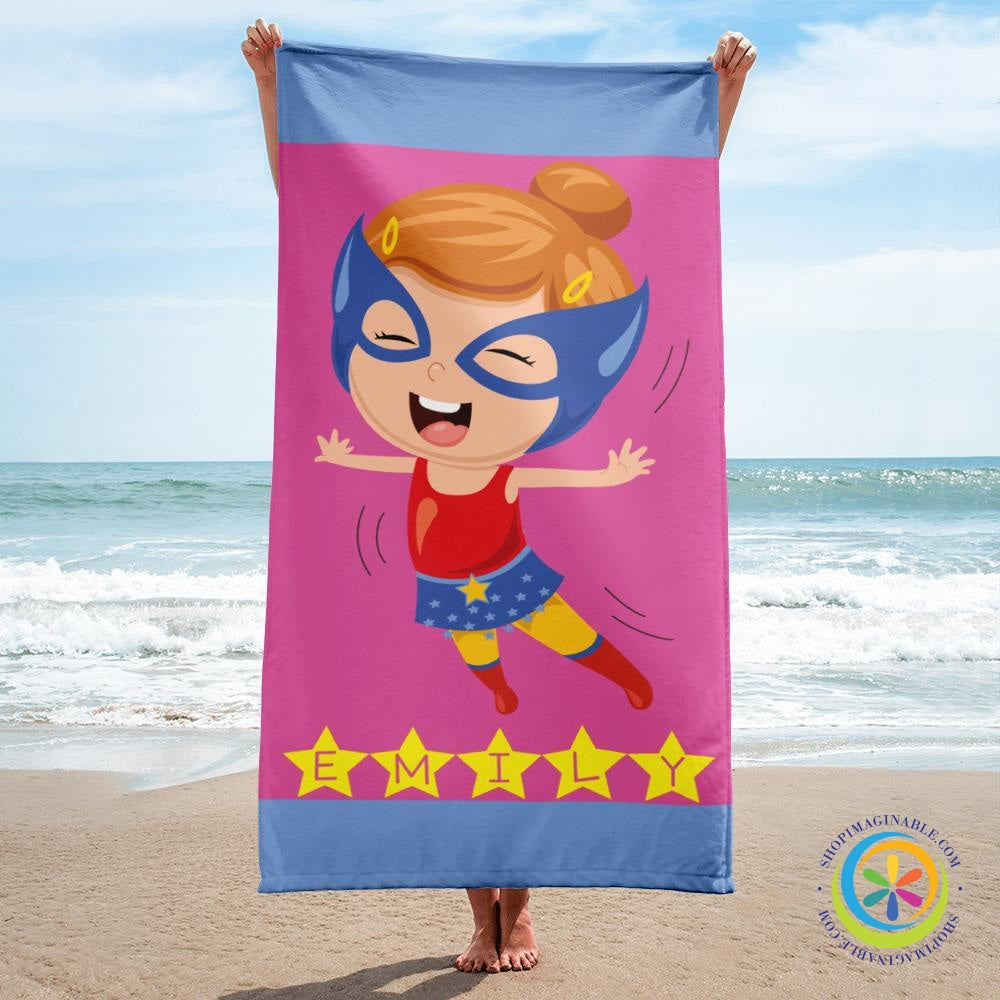 Personalized Super Girl Beach - Bath Towel-ShopImaginable.com