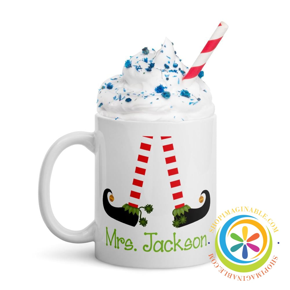 Personalized Teachers Elf Christmas Coffee Mug Cup-ShopImaginable.com