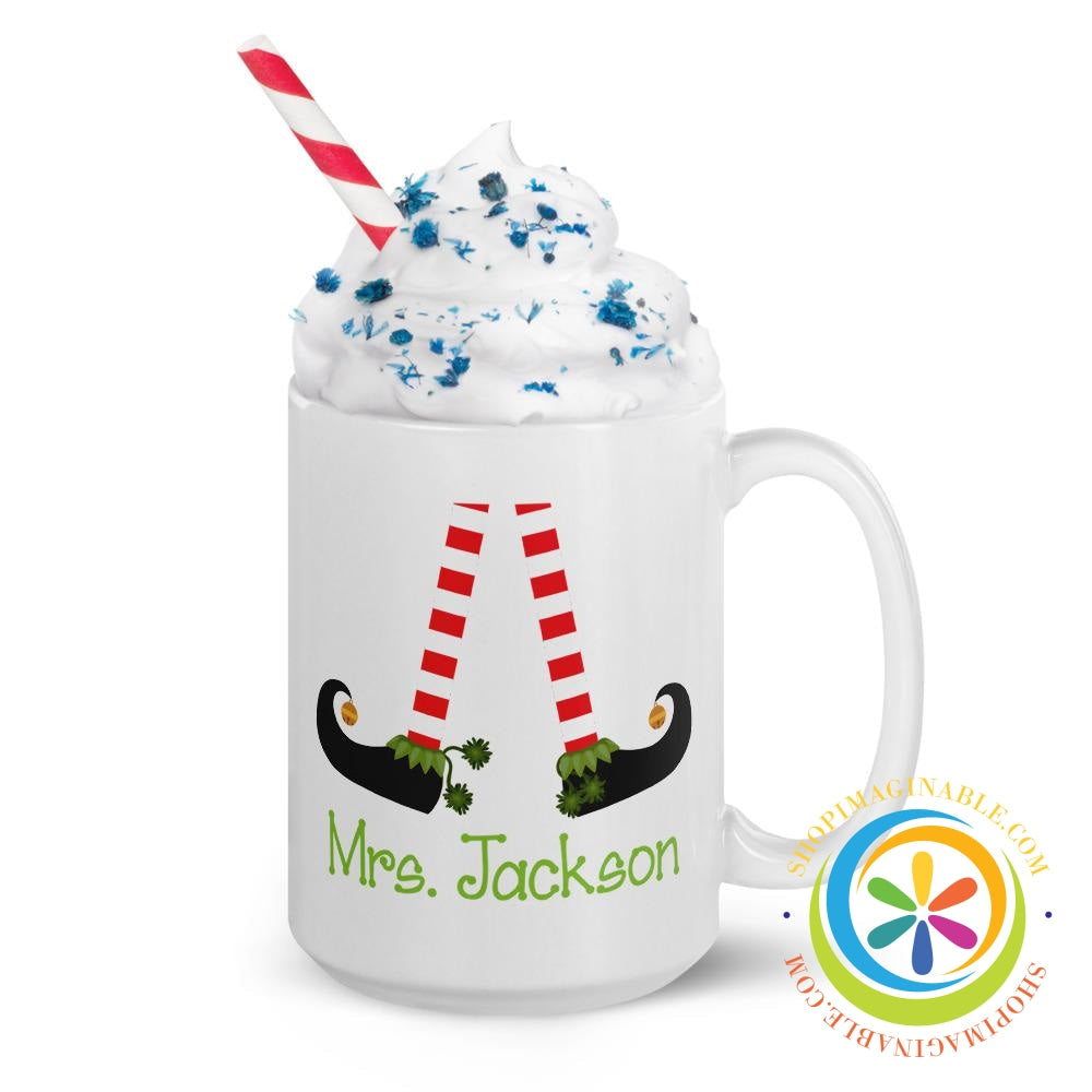 Personalized Teachers Elf Christmas Coffee Mug Cup-ShopImaginable.com