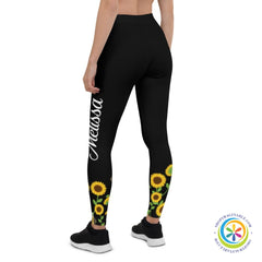 Personalized Vibrant Sunflower Leggings-ShopImaginable.com