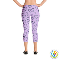 Purple Hearts Capri Cropped Leggings-ShopImaginable.com