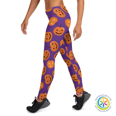 Pumpkins On Purple Full Length Leggings-ShopImaginable.com