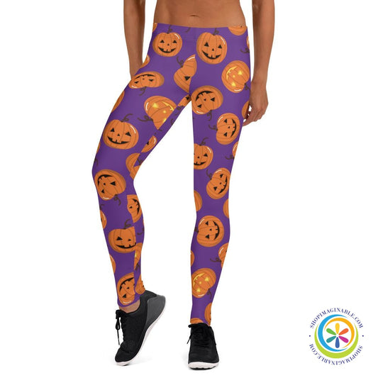 Pumpkins On Purple Full Length Leggings-ShopImaginable.com