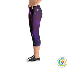 Purple Galaxy Capri Leggings-ShopImaginable.com