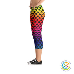 Rainbow Mermaid Capri Leggings-ShopImaginable.com