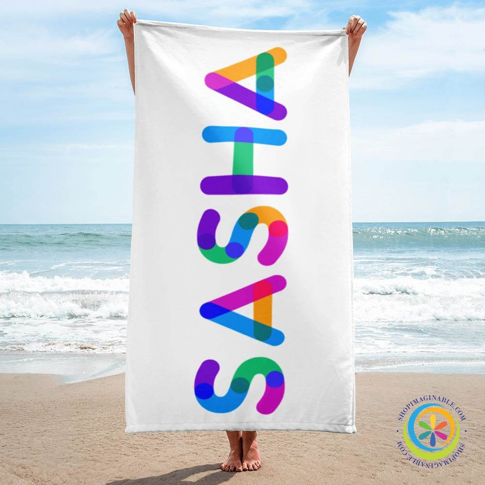 Rainbow Name Personalized Bath Beach Towel-ShopImaginable.com