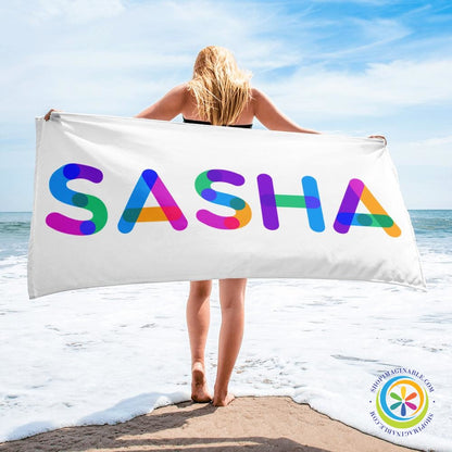 Rainbow Name Personalized Bath Beach Towel-ShopImaginable.com