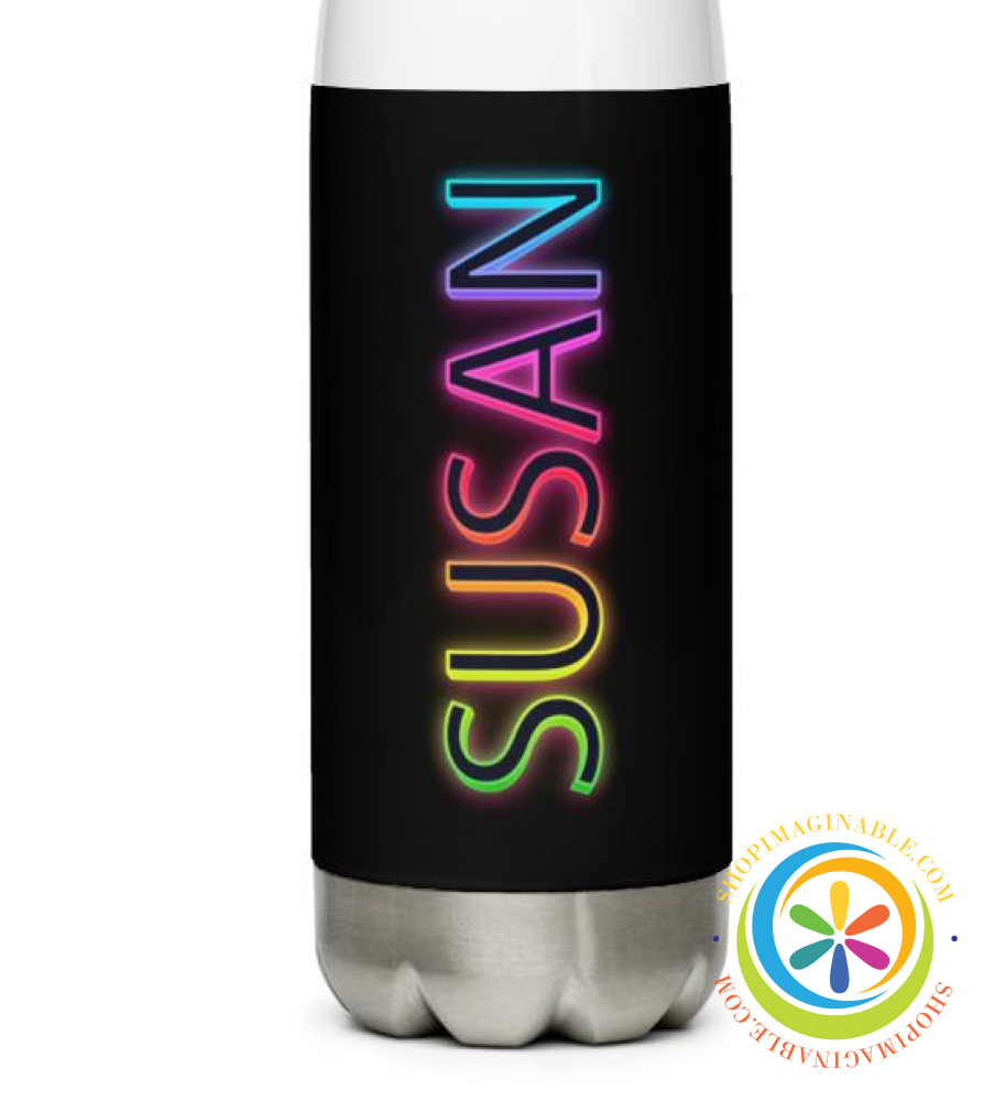 Rainbow Personalized Name Stainless Steel Water Bottle-ShopImaginable.com