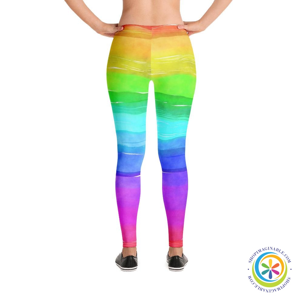 Rainbow Water Color Leggings-ShopImaginable.com