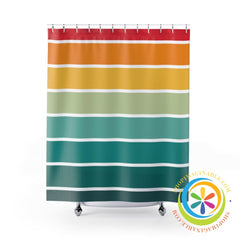 Retro Bold Striped Shower Curtain 71 × 74 Home Decor