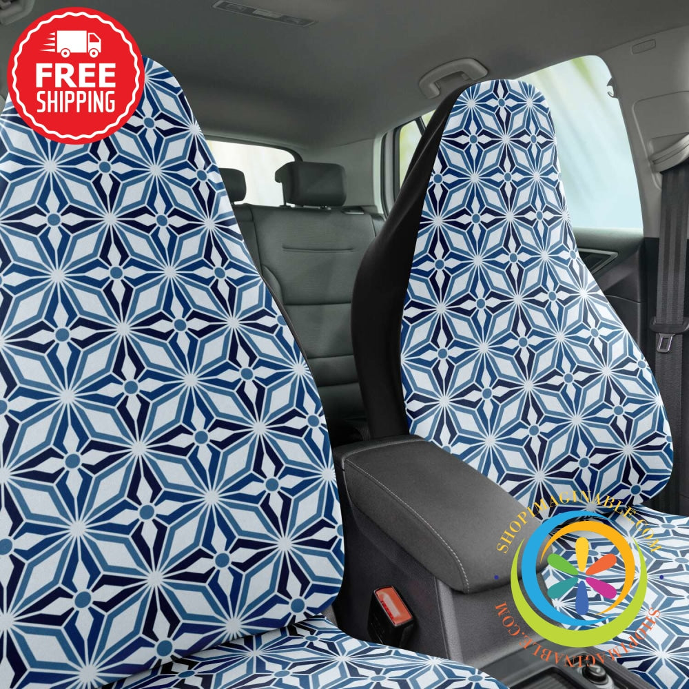 Retro Classic Blue Starburst Car Seat Covers-ShopImaginable.com