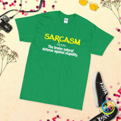 Sarcasm - The Brains Natural Defense Against Stupidity Unisex T-Shirt-ShopImaginable.com