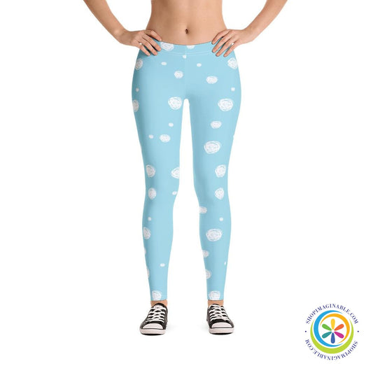 Sky Blue White Dots Full Length Leggings-ShopImaginable.com