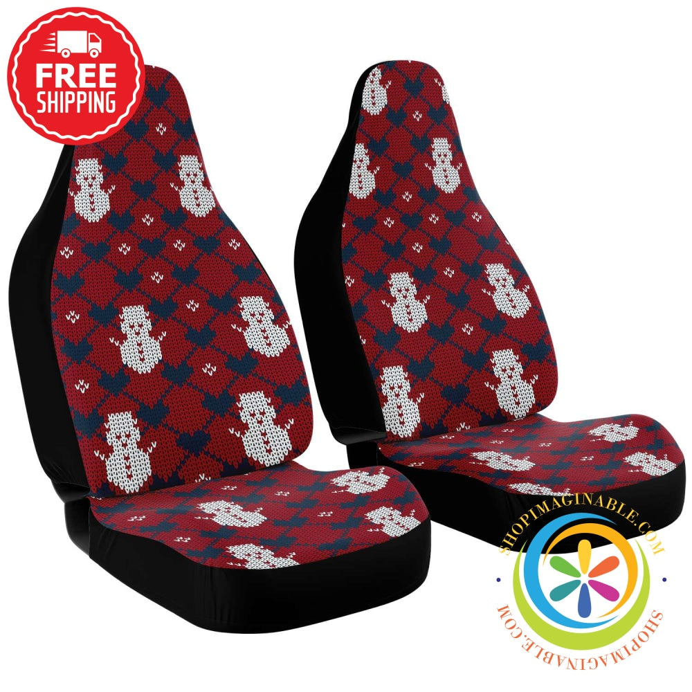 Snowman Sweater Knitted Christmas Car Seat Covers-ShopImaginable.com