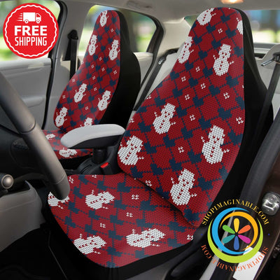 Snowman Sweater Knitted Christmas Car Seat Covers-ShopImaginable.com
