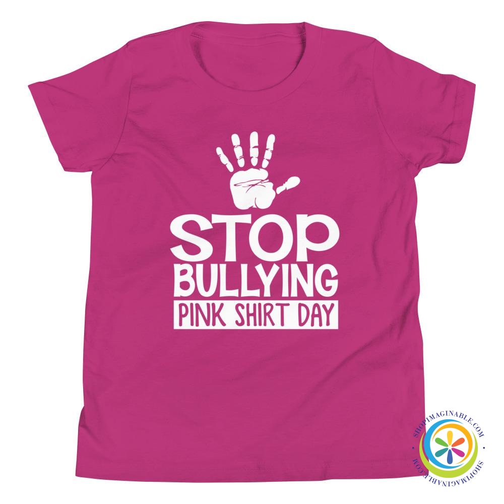 Stop Bullying Pink T-Shirt Day Youth T-Shirt-ShopImaginable.com