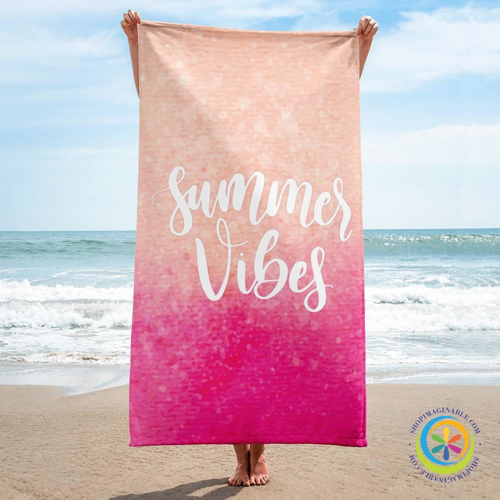 Summer Vibes Beach Bath Towel in Pinks-ShopImaginable.com