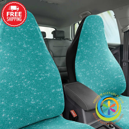 Teal Blue Sparkle Car Seat Covers Pair-ShopImaginable.com