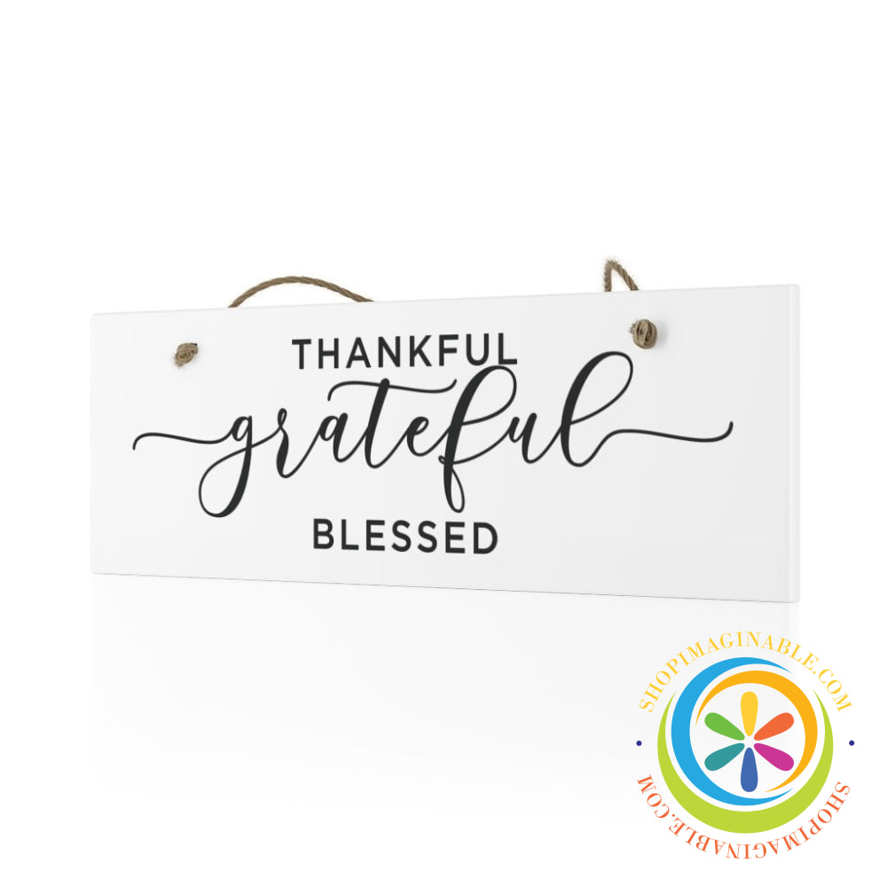 Thankful Grateful Blessed Ceramic Wall Sign Home Decor