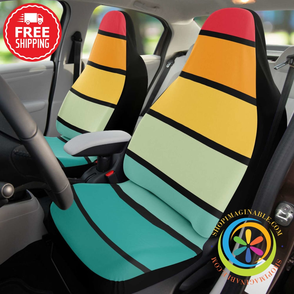 Thick Striped On Black Car Seat Covers-ShopImaginable.com