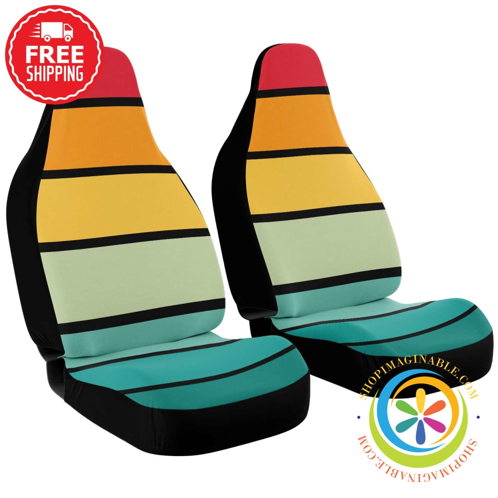 Thick Striped On Black Car Seat Covers-ShopImaginable.com