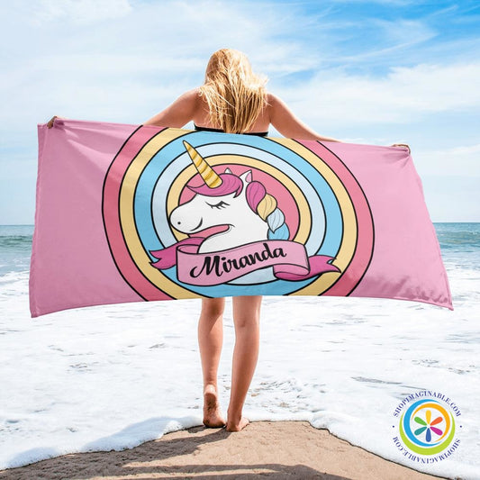 Unicorn Personalized Beach Bath Towel-ShopImaginable.com