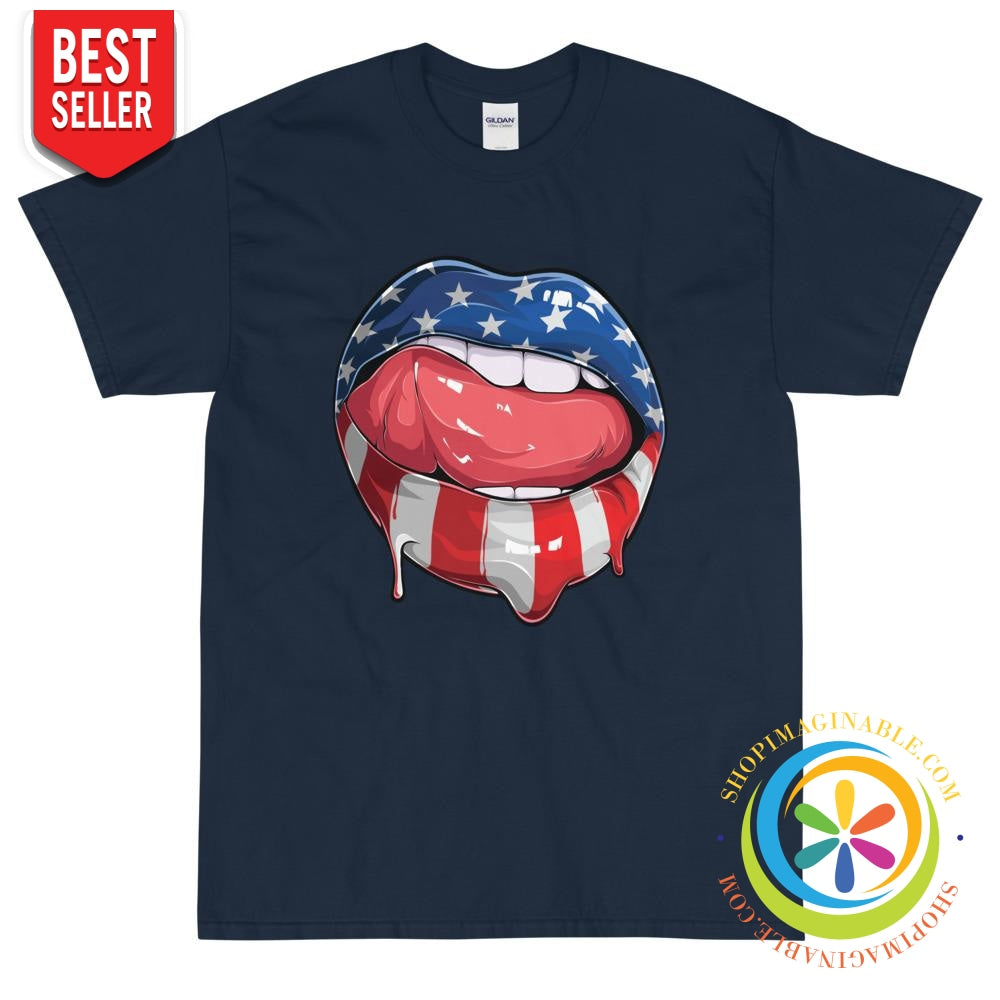 USA Lips American Flag Unisex T-Shirt-ShopImaginable.com