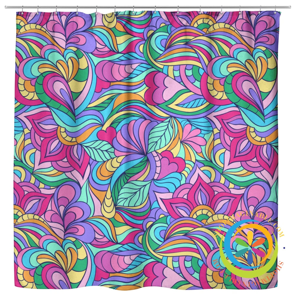 Vibrant Doodle Abstract Cloth Shower Curtain Home Goods