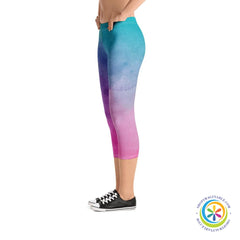 Vibrant Watercolor Capri Cropped Leggings-ShopImaginable.com