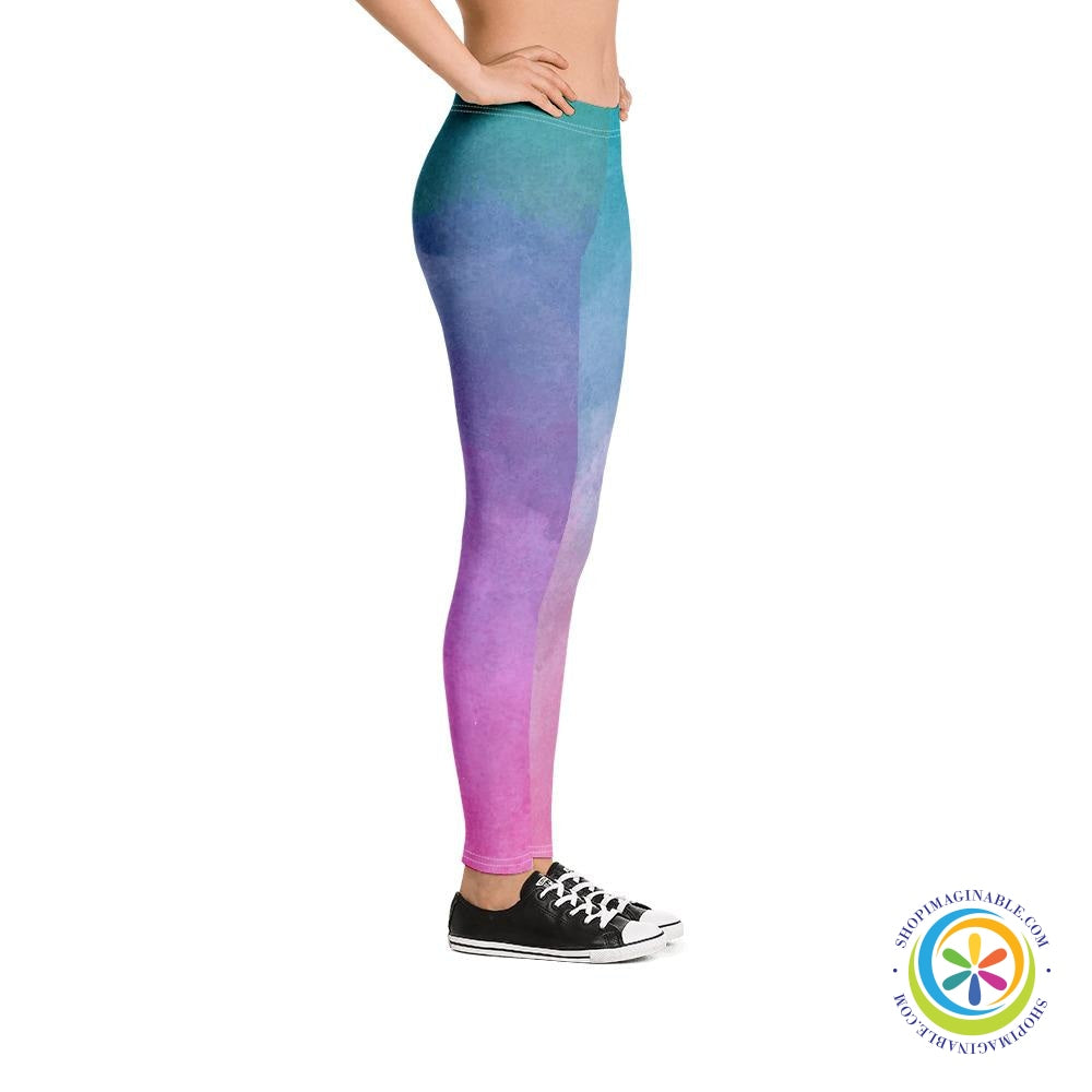 Vibrant Watercolor Full Length Leggings-ShopImaginable.com
