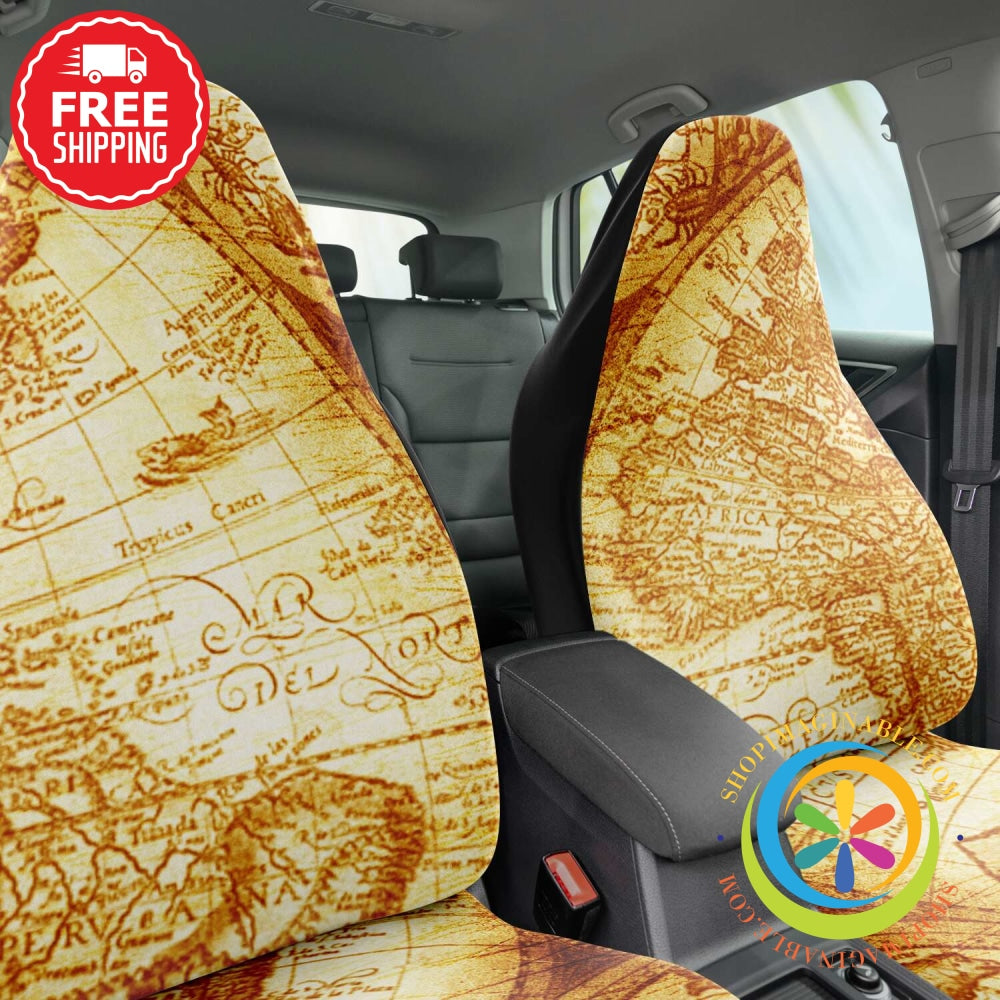 Vintage Map Car Seat Covers-ShopImaginable.com