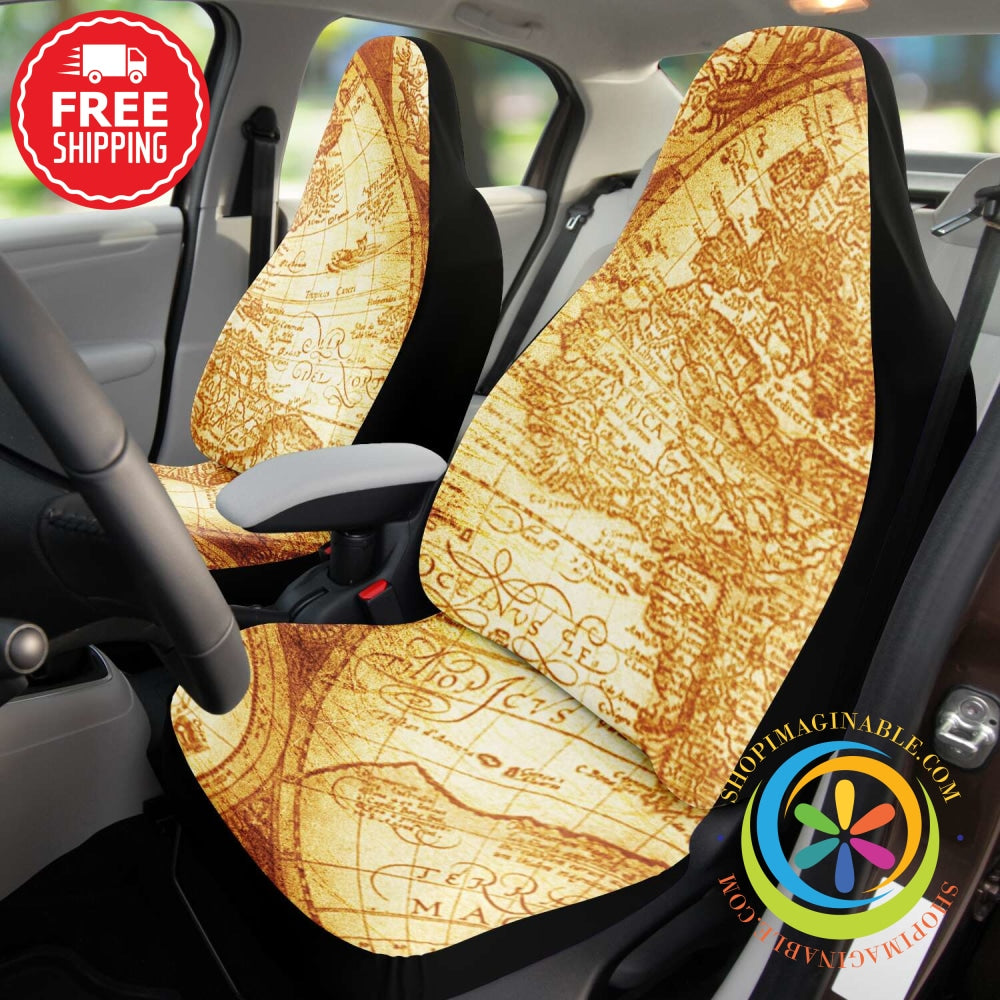 Vintage Map Car Seat Covers-ShopImaginable.com